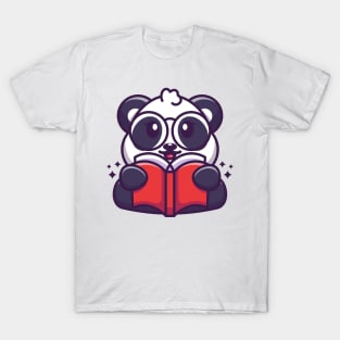 Cute panda reading book cartoon T-Shirt